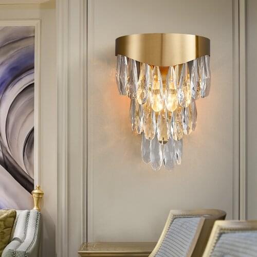 YOOGEE Luxury LED Bedside Interior Wall Lights for Home Modern Bedroom Gold Indoor Crystal Sconce Lamps Fixtures Free Shipping