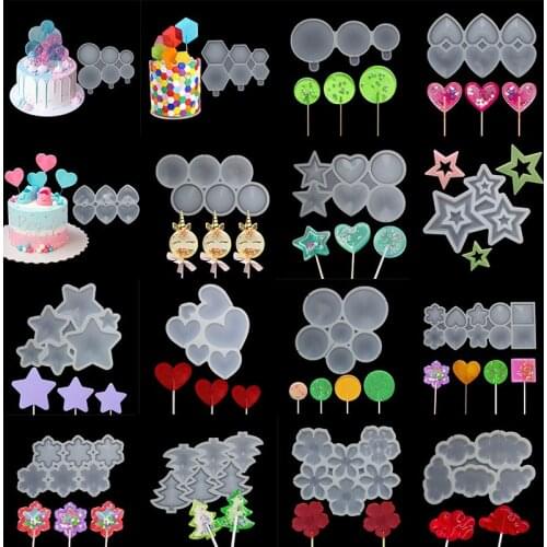 Round Heart Hexagon Silicone Lollipop Mold Chocolate Candy Cake Molds Popsicle Mould Cake Decorating Tools Baking Accessories