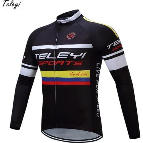 Teleyi 2017 Racing Sport Bike Team Cycling Jersey Long Sleeve Men Autumn 100% Polyester mtb Bicycle Jersey pro Cycling Clothing