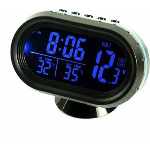 Universal Auto Indoor Outdoor Digital Clock LCD Voltmeter Temperature Meter Backlight New