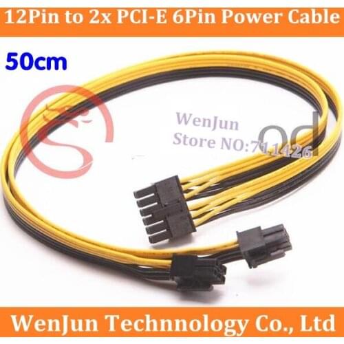 High Quality 50CM PC PSU Modular 12Pin to Dual 6-Pin PCI-E Video Graphic Card Power Adapter Cable for Seasonic X series