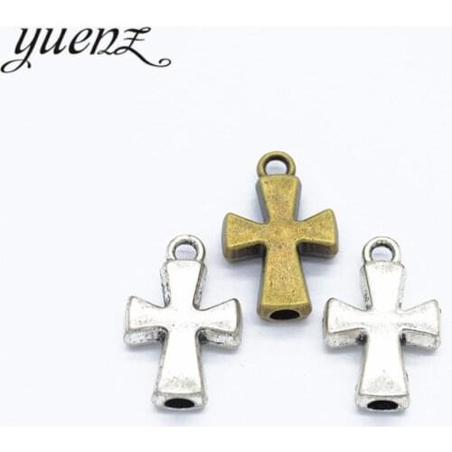 YuenZ 10 pcs Antique silver color Cross Charms Metal Pendant Diy Charms Necklace Bracelet Jewelry Making 22*14mm T80