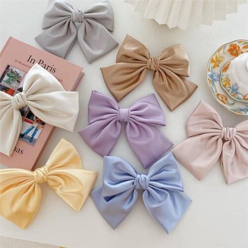 1 Pcs Fashion Big Large Barrette Bow Hairpin Soft Chiffon Hairgrips For Women Girls Satin Hair Clip Sweet Hair Accessories