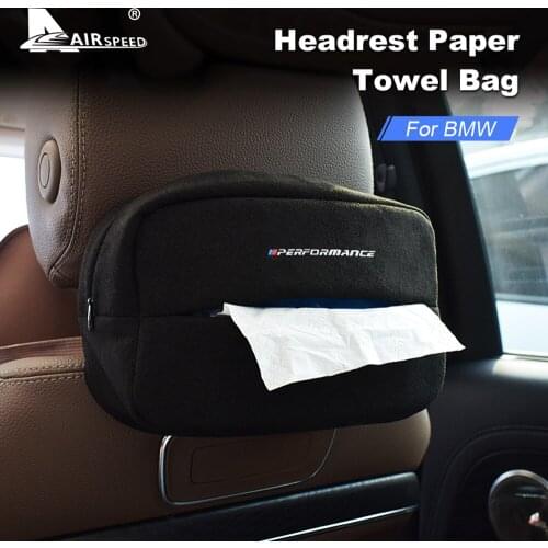 AIRSPEED Suede M Performance Car Tissue Box Holder Cover Case Portable Seat Back Napkin Paper Storage Bag for BMW Accessories