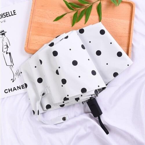 Wave point sunny umbrella sun umbrella dual-use folding manual three-fold umbrella sunscreen vinyl small fresh umbrella