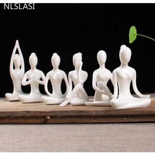 1PCS Ceramic Tea pet Ornaments character Statue Yoga Poses Figurine Boutique Home Tea decoration Accessories Ceramic Crafts