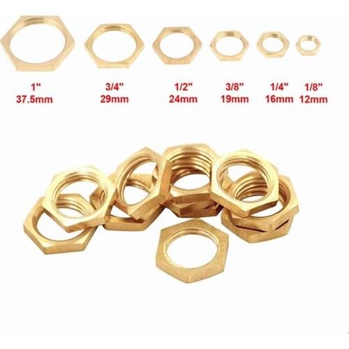 1PC Brass Hex Lock Nuts Pipe Fitting M10 M12 M14 M16 1/8" 1/4" 3/8" 1/2" 3/4" 1" BSP Female Thread Hexagonal Shank Cap