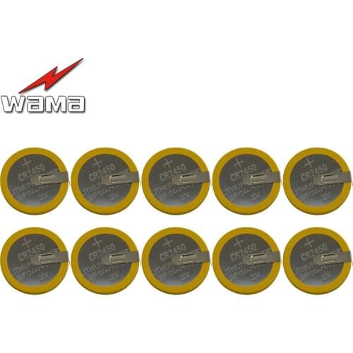 10pcs/lot Wama CR2450 Button Cell Welding Feet Coin Batteries 3V 180 degree 2 Feet Solder Pins Bluetooth Watch 2450 Coin battery