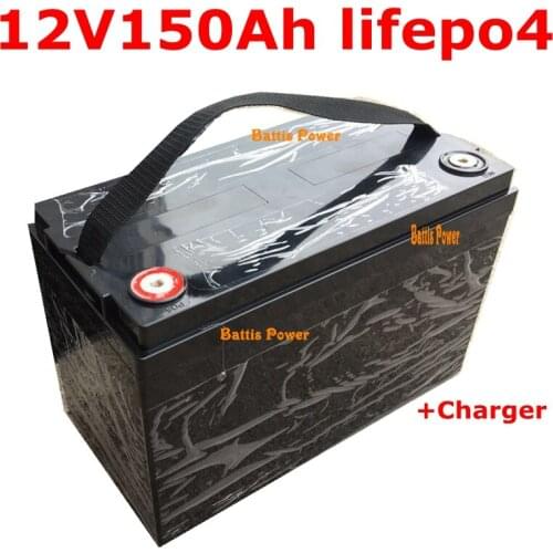12V 150Ah 160AH Lifepo4 lithium battery BMS for 1200W Boats Solar energy storage golf carts RV inverter +10A Charger