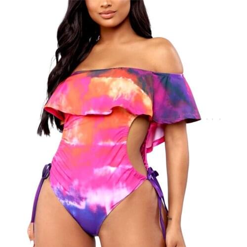2019 Sexy Women One Piece Swimsuit Summer Off Shoulder Monokini Push Up Padded Swimwear Beachwear Bathing Suit Swimming Costume