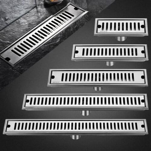 304 Stainless Steel Floor Drain Side Rectangular Long Linear Anti-Odor Kitchen Bathroom Shower Drainer Trap Waste Grate Cover