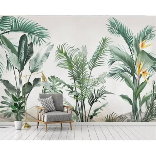 Beibehang Custom 3d Wallpaper Modern high quality Southeast Asia hand painted plants small fresh background wall 3d wallpaper