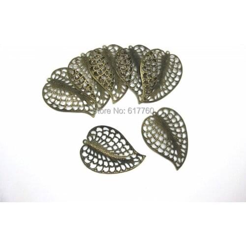 Free Shipping-30Pcs Antique Bronze Filigree Leaf Pendants/ Connectors Jewelry Findings DIY Connectors 5.5x4cm J0590