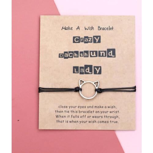 Make A Wish Crazy Cat Lady Bracelet Animal Friendship Gift Best Friend Cat Jewelry Cat Charm Bracelet for Cat Lover Gift