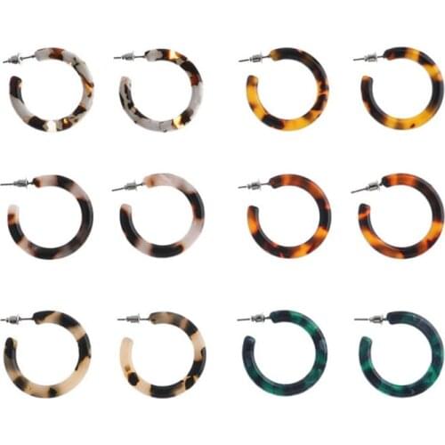Mi Dairy Brand 3cm Fashion Round Circle Geometric Hoops six color tortoise shell earrings