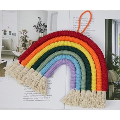 INS Nordic 7 Layers Woven Rainbow Tapestry Home Wall Hanging Decoration Kids Bedroom Wall Decor Photo Props