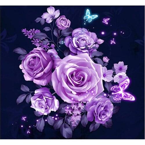 Wen Zuan Diamant Painting 5D Mosaic flowers Full Square Diamond Embroidery Purple Rose Mosaic Cross Stitch Handmade Home Decor
