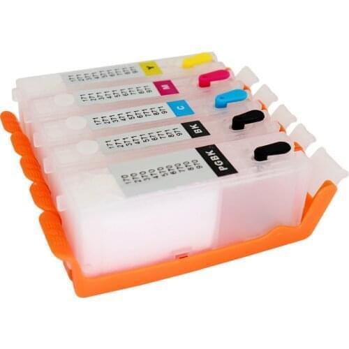 Jetvinner PGI-770 CLI-771 770 771 5-color Refillable Ink Cartridge for Canon PIXMA MG6870, MG5770 Printers With Auto Reset Chip