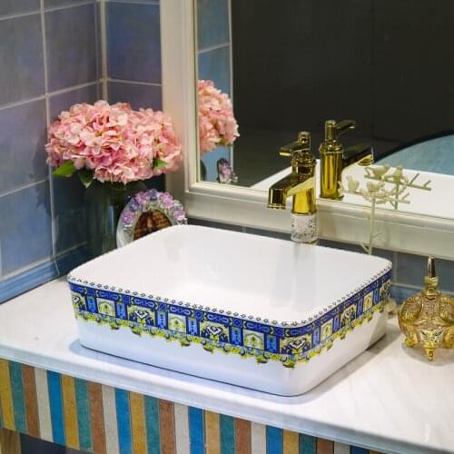 China Ceramic Art Basin Sink Counter Top Wash Basin Bathroom Sinks single bowl wash basin rectangular