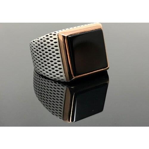 Square Black onyx Stone Ring for Men 925 Sterling Silver Collocation Fashion Natural Mask Rings Vintage Antique Jewelry Gift