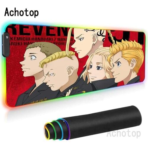 Large RGB Mouse Pad XXL Gaming Mousepad LED Anime Mause Pad Gamer Tokyo Revengers Mouse Carpet Big Mause Pad PC Desk Mats