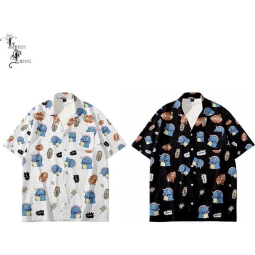 Cute Little Dinosaur 3D Printing Unisex Shirt Women/Men Casual Summer Short Sleeve Cool Loose Button Streetwear Overclothes 6XL