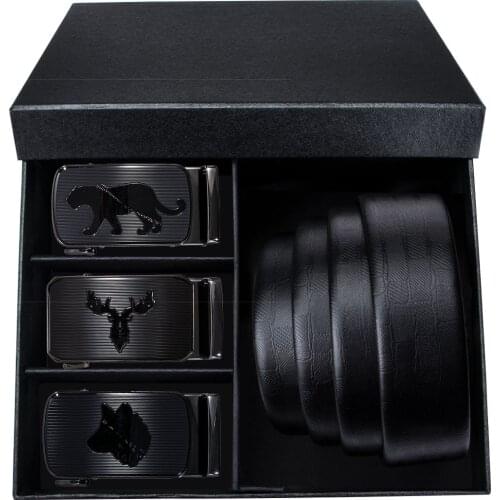 Genuine Leather Belts For Men Fashion Metal Automatic Buckle Belts Luxury Gift Box Set For Men Cowhie Leather Male Strap DiBanGu