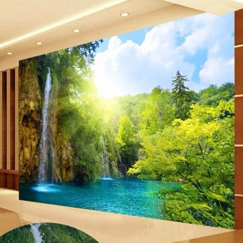Custom 3D Mural Wallpaper Waterfall Landscape Lake Photo Wallpaper For Living Room Bedroom Walls Wallpaper Murals De Parede 3D