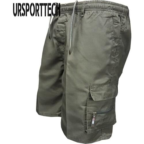 New Summer Cargo Shorts Men Overzied Solid Casual Business Sportswear Shorts Homme Streetwear Elastic Waist Men Shorts Clothing