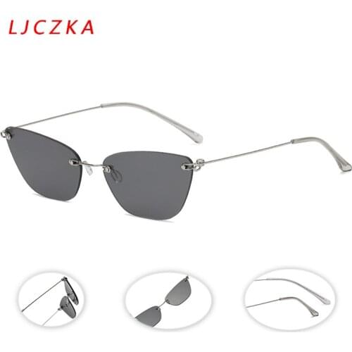 Fashion Retro Rectangle Sunglasses Women Brand Designer Popular Rimless Sun Glasses Ladies Black Red Lens UV400 lentes de sol