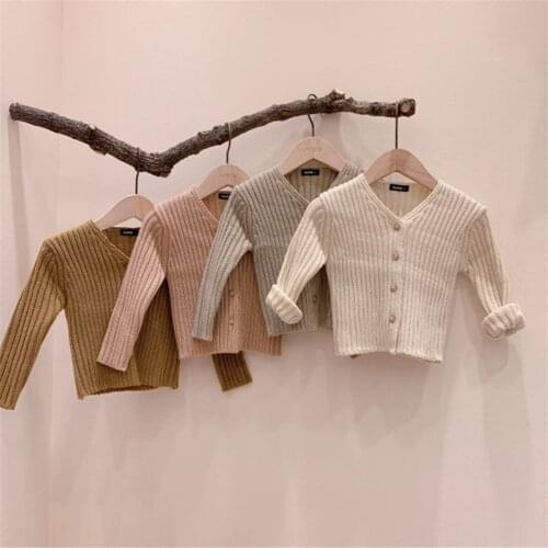 Autumn Baby Girl Sweater Spting Baby Knitwear V Neck Baby Boys Long Sleeve Sweater Toddler Baby Knit Cardigan Kids Clothes Girls