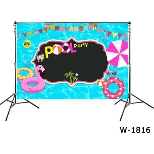 Pool Party Personalized Photo Backdrop Turquoise Background Summer Pool Party Poster Banner Swiming Birthday Beach Ball Backdrop