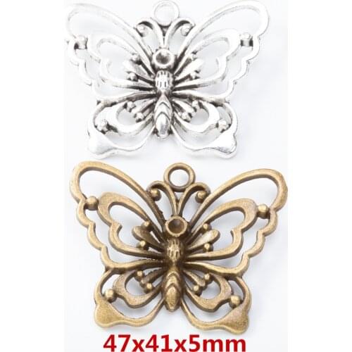 6 pieces of retro metal zinc alloy butterfly Pendant for DIY handmade jewelry necklace making 8146