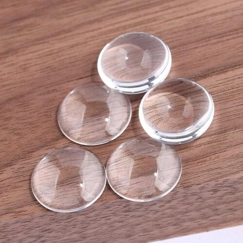 Reidgaller 10mm 12mm 14mm 16mm 18mm 20mm 25mm 30mm Round Flat Back Transparent Clear Glass Cabochon diy jewelry findings