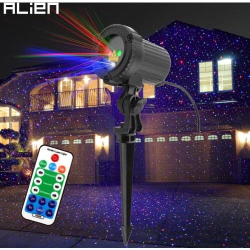 ALIEN Remote RGB Moving Static Star Christmas Laser Light Projector Garden Outdoor Waterproof Xmas Tree Decorative Shower Lights