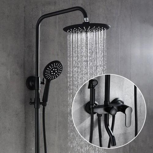 Bathroom Shower Faucet Bidet Faucet set Black Brass Hot and Cold Bathroom Shower Faucet Set Mixer Tap Bathtub Mixer Faucet