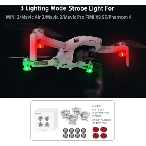 4pcs Universal Drone Flash Strobe Lamp Night Flight Light for Mavic Air 2/Mini 2 /Phantom 4 Pro Spark Zoom Drone Accessories