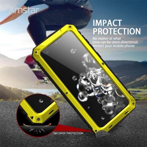 Amstar Full-wrapped Armor Shockproof Protective Case for Samsung Galaxy S20 Plus S20 Note20 Ultra Waterproof Bracket Armor Cover