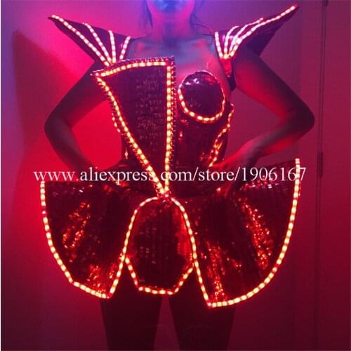 LED Lady Sexy Clothing Luminous Flashing Women Dress Costumes Suits Party Dance Accessories Event Party Supplies