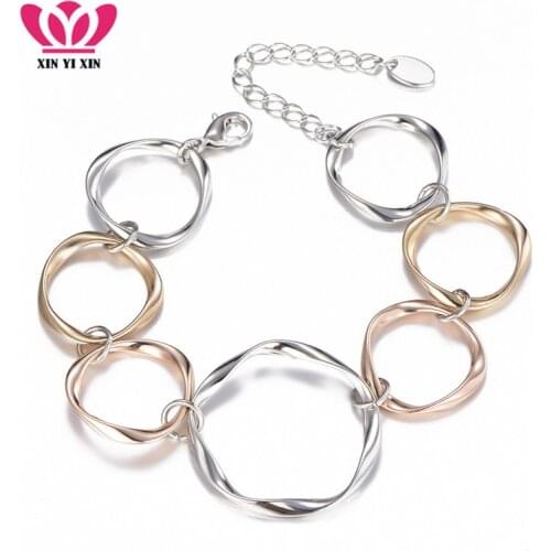 Multi Round Circles Chain & Link Bracelets For Women Mix Color irregularity Metal Bracelets Fashion Jewelry Gift Female Pulseira