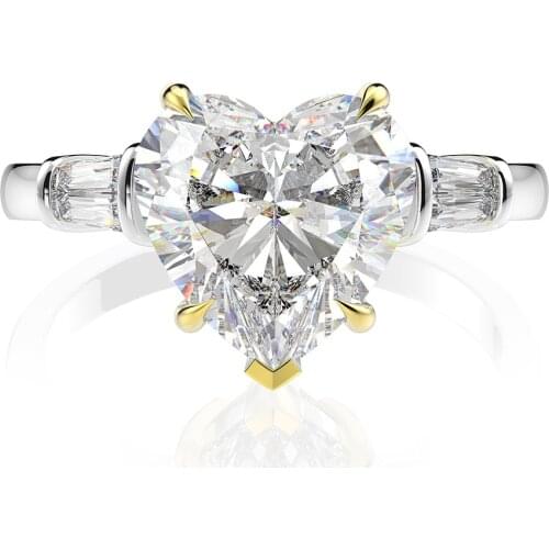 MADALENA SARARA One Carat Drop Water Shape AAAA Cubiz Zirconia Sterling Silver 925 Ring Heart Shape Moissant Color Women Ring