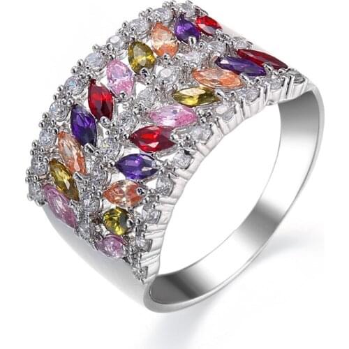 YaYI Jewelry Top Quality Princess Cut AAA+ Multi Cubic Zirconia Silver Color Engagement wedding Heart Rings Party Rings Gifts