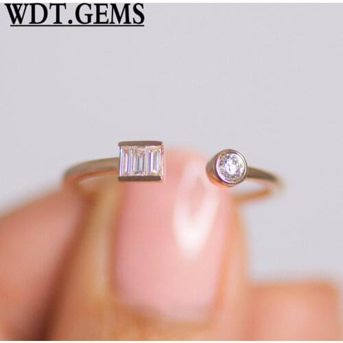 10K Gold Diamond Open Wrap Ring Baguette Round Bezel Womens Statement Cocktail