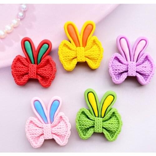 10Pcs Resin Cute Mixed Mini Rabbit bow Flat back Cabochons Scrapbooking DIY Jewelry Craft Decoration Accessories F39