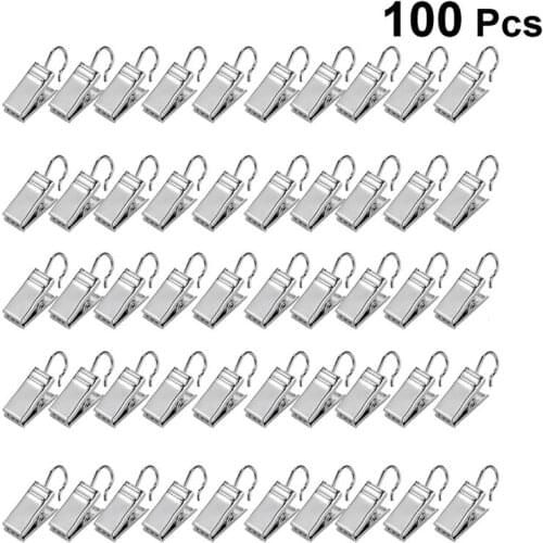 100pcs Rustproof Drapery Ring Practical Curtain Holding Clamp Durable Curtain Clip Metal Iron Clamp for Home