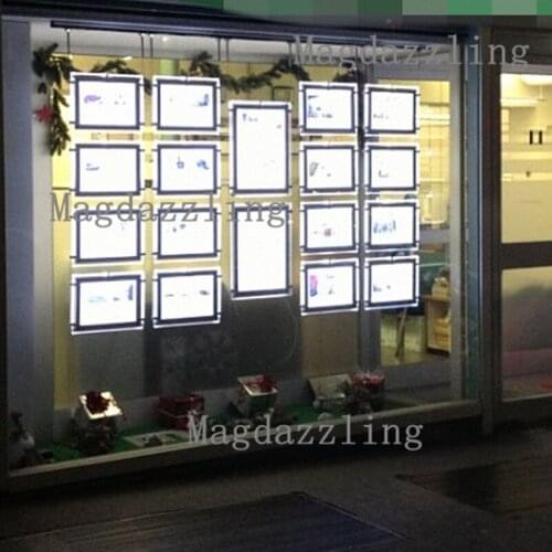 16PCS A4 Landscape + 2PCS A3 Portrait Single Sided Real Estate Agent LED Window Display Panel Acrylic Poster Frame for Windows
