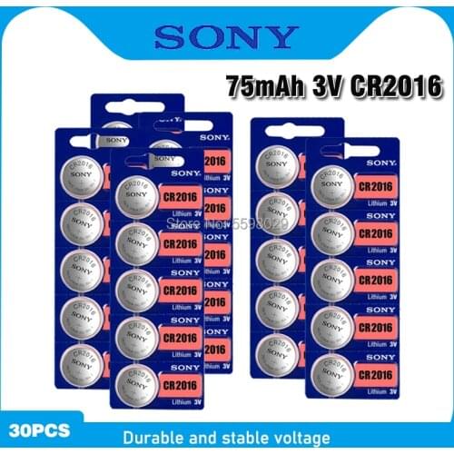 30PCS/LOT SONY CR2016 Lithium Battery 3V cr 2016 Button Battery Watch Car Key Coin Cell Batteries 2016 DL2016 ECR2016