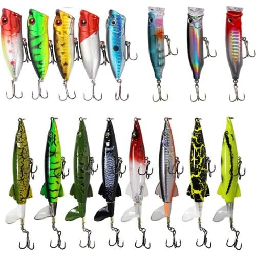 5/8pcs Luya Popper Fishing Lures 9.4/16g 7/13CM Topwater Floating Simulation Baits 3D Fish Swimbait Artificial Spinning Tackle