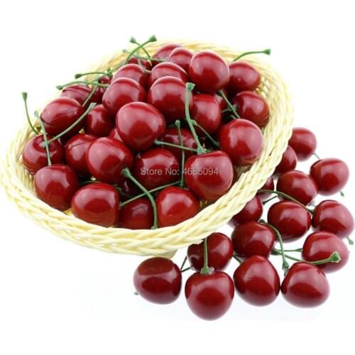 Gresorth 50pcs Artificial Lifelike Red Cherry Decoration Fake Chrries Fruit Food Home Party Christmas Display
