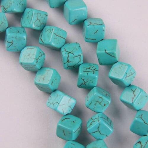 8x8MM Blue Howlite Loose Beads Strand 16 Inch Jewelry For Woman Gift Making C076